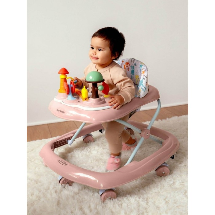 Ходунки детские AmaroBaby Running Baby, с электронной игровой панелью, цвет розовый