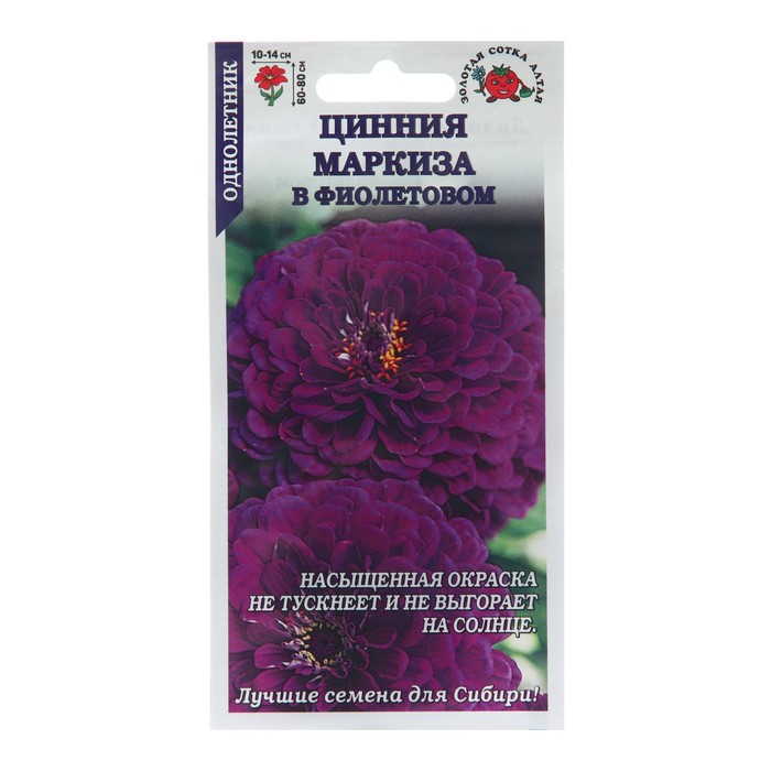 Семена цветов Цинния "Маркиза в Фиолетовом", 0,2 г - Фото 1