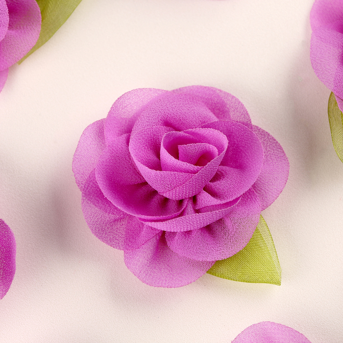Цветок с лепестками, листиком, из ткани, набор 8 шт., цвет фиолетовый