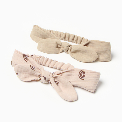 Повязки на голову «Крошка Я. Бантик», 2 шт., размер 46-48, бежевые