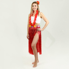 Гавайский набор «Тропики»: юбка, зажим, венок, цвет красный - фото 321047738