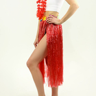 Гавайский костюм «Тропики»: юбка, зажим, венок, цвет красный - Фото 2