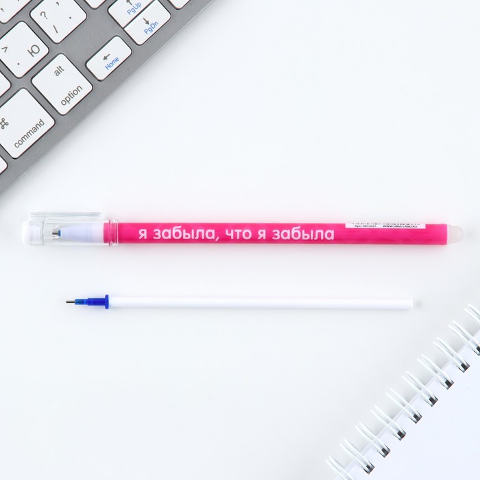 Ручка пластик пиши-стирай с колпачком «Склерозница», синяя паста, гелевая 0,5 мм