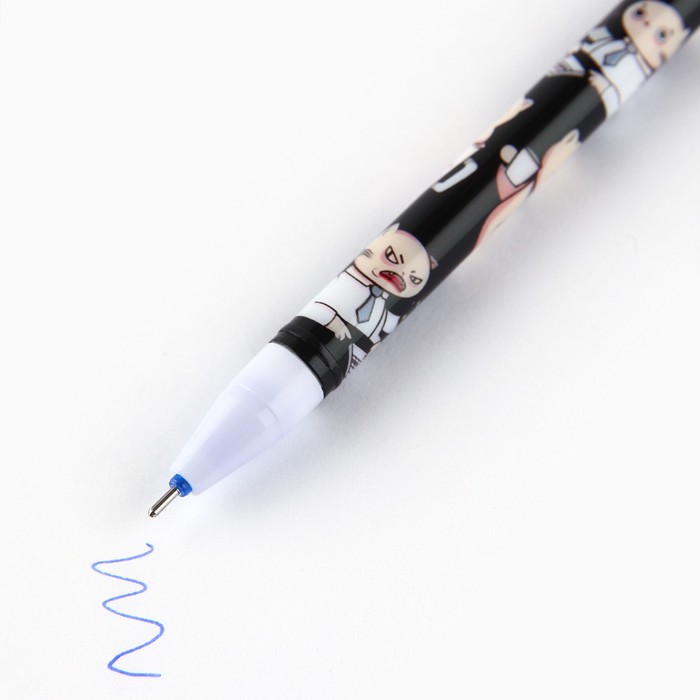 Ручка пластик пиши-стирай с колпачком «Трудокотик», синяя паста, гелевая 0,5 мм