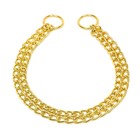 Ошейник - удавка, 45 см, двухрядный, толщина проволоки 2 мм, металл, золотистый - Фото 2