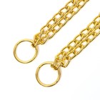 Ошейник - удавка, 45 см, двухрядный, толщина проволоки 2 мм, металл, золотистый - Фото 3