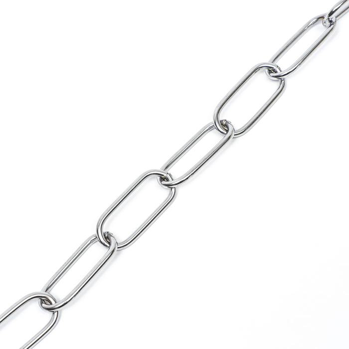 Ошейник - удавка металлический, сварная цепь, длинное звено, 50 см, толщина проволоки 3 мм