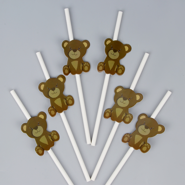 Трубочки для коктейля «Медвежата», набор 6 шт.