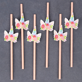 Трубочки для коктейля «Единорог», набор 6 шт. (комплект 3 шт)