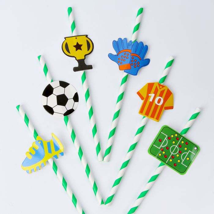 Трубочки для коктейля «Футбол», набор 6 шт. - Фото 1