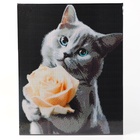 Алмазная вышивка полное заполнение «Котенок с розой», на раме, 40×50 см - Фото 2