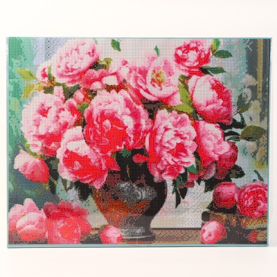 Алмазная вышивка полное заполнение «Пионы», на раме, 40×50 см