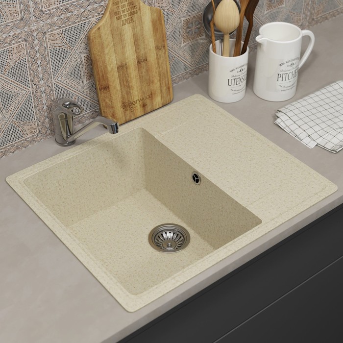 Мойка кухонная из камня Uperwood ECON UPD-201, 002, прямоугольная, цвет 002 бежевая матовая - Фото 1