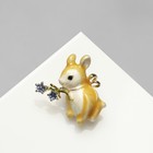 Брошь «Кролик» с цветочками, цветная в золоте - фото 9716998