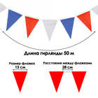 Флажки-гирлянда, l-50 м, (набор 100 шт), флажок 13 х 18 см, белый-синий-красный