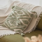 Наволочка декоративная с кисточками SL Home, 45×45 см, хлопок 100%, зелёная - Фото 1