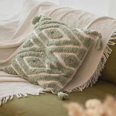 Наволочка декоративная с кисточками SL Home, 45×45 см, хлопок 100%, зелёная