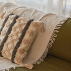 Наволочка декоративная с кисточками SL Home, 45×45 см, серая, бежевая - Фото 2