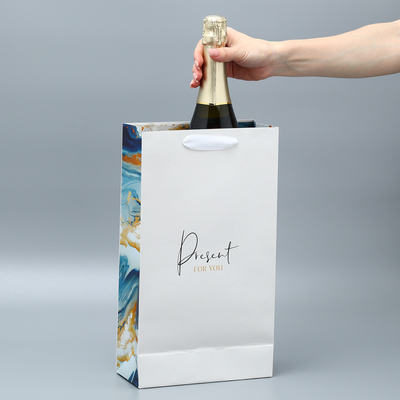 Пакет подарочный под две бутылки, упаковка, «Present for you», 35×20×9 см