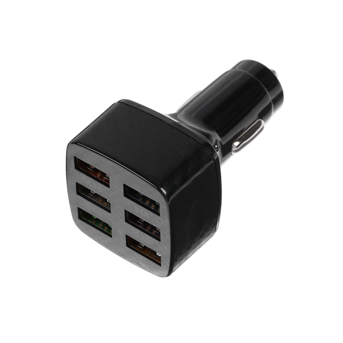 Зарядное устройство, 6 USB 3,1 А, черный, с подсветкой - Фото 1