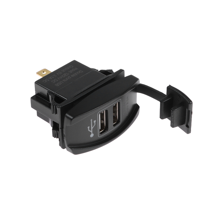 Зарядное устройство, 12-24 В, 2 USB, 3.1 А, черный