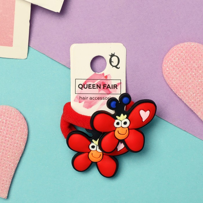 Резинки для волос «Крошка», набор 2 шт., бабочка, 3 см, красные - Фото 1