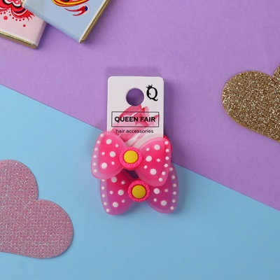 Резинки для волос «Крошка», набор 2 шт., бантик, 3 см, розовые