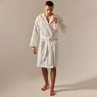 Халат махровый с капюшоном мужской SL HOME: Basic «Блан де Блан», размер S, хлопок 100%, белый - Фото 1