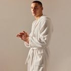 Халат махровый с капюшоном мужской SL HOME: Basic «Блан де Блан», размер S, хлопок 100%, белый - Фото 3