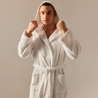 Халат махровый с капюшоном мужской SL HOME: Basic «Блан де Блан», размер S, хлопок 100%, белый - Фото 5