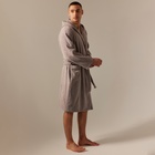 Халат махровый с капюшоном мужской SL HOME: Basic «Софт Мист», размер S, хлопок 100%, серый - Фото 7