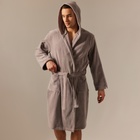 Халат махровый с капюшоном мужской SL HOME: Basic «Софт Мист», размер S, хлопок 100%, серый - Фото 3