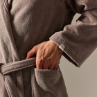 Халат махровый с капюшоном мужской SL HOME: Basic «Софт Мист», размер S, хлопок 100%, серый - Фото 6