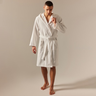Халат махровый с капюшоном мужской SL HOME: Basic «Блан де Блан», размер M, хлопок 100%, белый