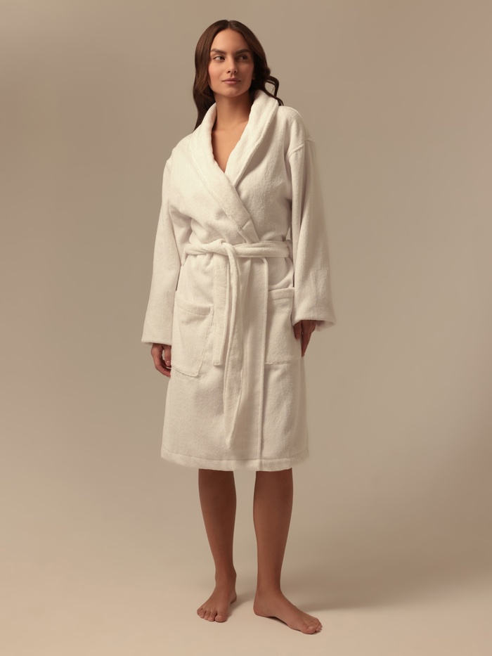 Халат махровый женский SL HOME: Basic «Блан де Блан», размер 42 (S), хлопок 100%, белый - Фото 1