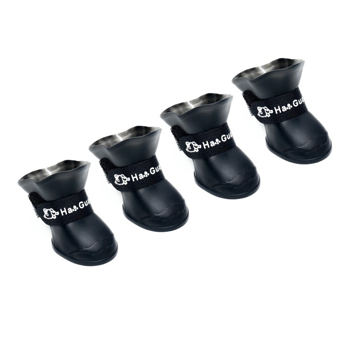 Сапоги резиновые для животных «Вездеход», набор 4 шт., р-р L (подошва 5.7×4.5 см), чёрные - Фото 1