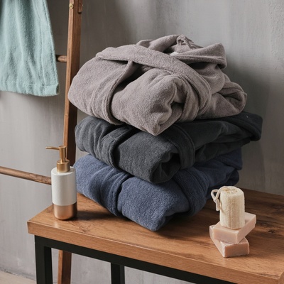 Халат махровый женский SL HOME: Basic «Ривьера», размер 42 (S), 100% хлопок, синий