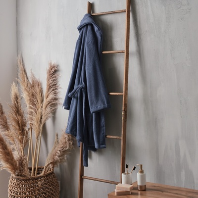 Халат махровый женский SL HOME: Basic «Ривьера», размер 42 (S), 100% хлопок, синий
