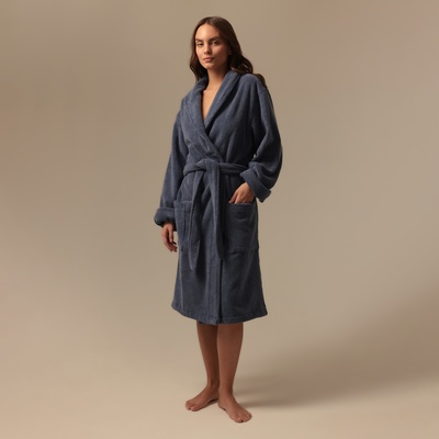 Халат махровый женский SL HOME: Basic «Ривьера», размер M, хлопок 100%, синий