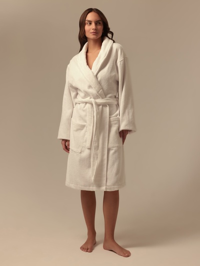 Халат махровый женский SL HOME: Basic «Блан де Блан», размер L, хлопок 100%, белый
