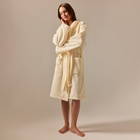 Халат махровый с капюшоном женский SL HOME: Basic «Айвори», размер M, хлопок 100%, молочный - Фото 2