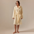 Халат махровый с капюшоном женский SL HOME: Basic «Айвори», размер M, хлопок 100%, молочный - Фото 4