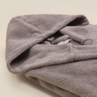 Халат махровый с капюшоном женский SL HOME: Basic «Софт Мист», размер L, хлопок 100%, серый - Фото 1