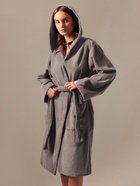 Халат махровый с капюшоном женский SL HOME: Basic «Софт Мист», размер L, хлопок 100%, серый - Фото 2