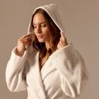 Халат махровый с капюшоном женский SL HOME: Basic «Блан де Блан», размер XL, хлопок 100%, белый - Фото 2