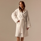 Халат махровый с капюшоном женский SL HOME: Basic «Блан де Блан», размер XL, хлопок 100%, белый - Фото 4