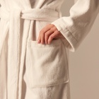 Халат махровый с капюшоном женский SL HOME: Basic «Блан де Блан», размер XL, хлопок 100%, белый - Фото 5