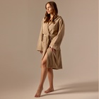 Халат махровый с капюшоном женский SL HOME: Basic «Саббиа», размер XL, хлопок 100%, коричневый - Фото 1