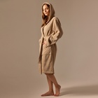 Халат махровый с капюшоном женский SL HOME: Basic «Саббиа», размер XL, хлопок 100%, коричневый - Фото 3