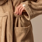 Халат махровый с капюшоном женский SL HOME: Basic «Саббиа», размер XL, хлопок 100%, коричневый - Фото 5